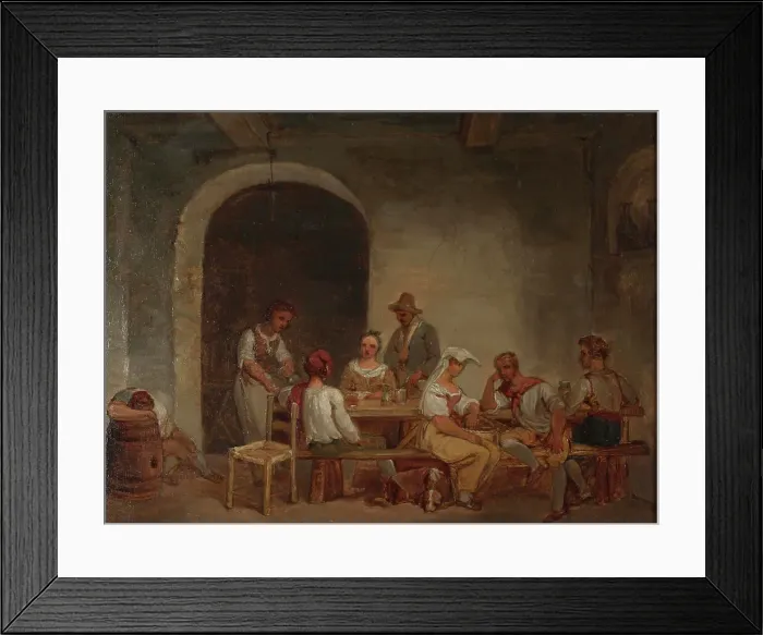 Framed Print : Roman tavern, copy after Alexander Lauréus, 1824-1904. Creator: Unknown