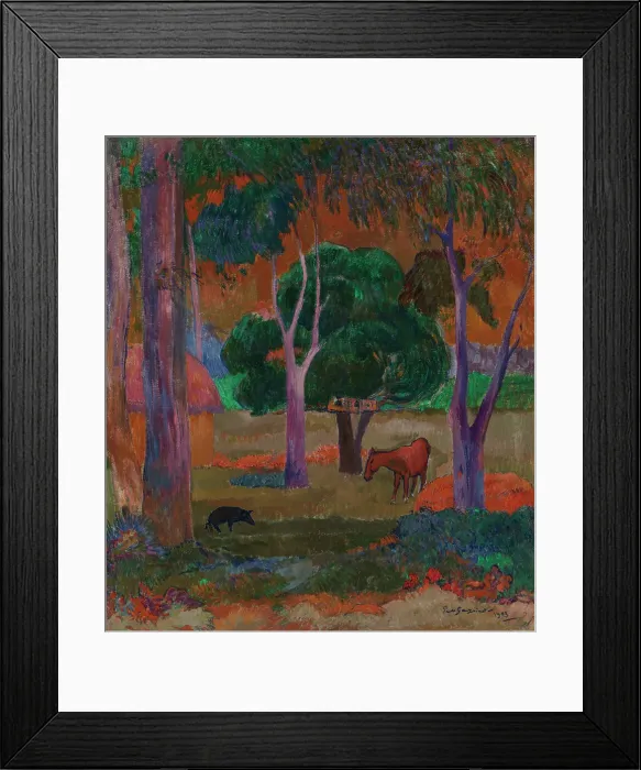 Framed Print : Landscape with a Pig and a Horse (Hiva Oa), 1903. Creator: Paul Gauguin Framed Print : Landscape with a Pig and a Horse (Hiva Oa), 1903. Creator: Paul Gauguin