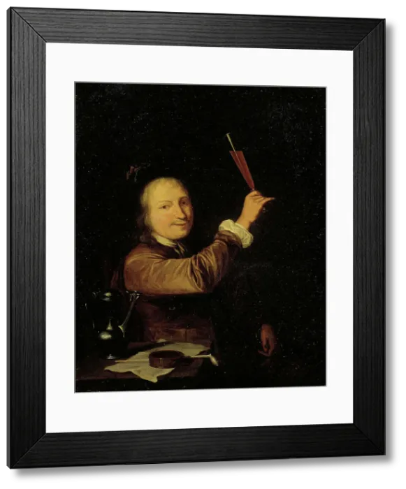 Framed Print : A man raising his glass, c1680. Creator: Pieter Cornelisz. van Slingeland Framed Print : A man raising his glass, c1680. Creator: Pieter Cornelisz. van Slingeland