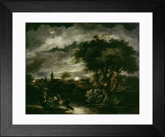 Framed Print : Landscape in moonlight, 1700-1799. Creator: Unknown Framed Print : Landscape in moonlight, 1700-1799. Creator: Unknown