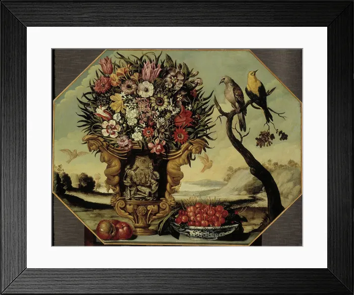 Framed Print : Flowers and birds, c1570s. Creator: Unknown Framed Print : Flowers and birds, c1570s. Creator: Unknown