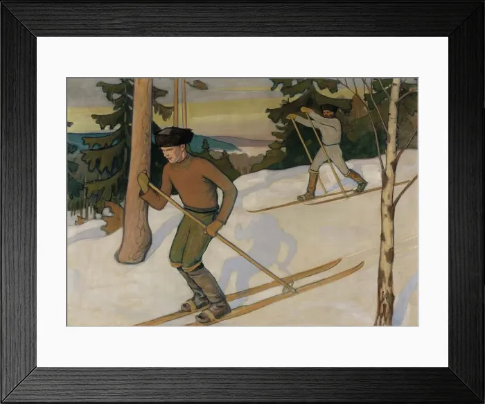 Framed Print : Boys Skiing, 1900. Creator: Vaino Blomstedt Framed Print : Boys Skiing, 1900. Creator: Vaino Blomstedt