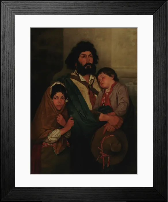 Framed Print : A Father with His Two Childen from Subiaco, 1868. Creator: Severin Falkman Framed Print : A Father with His Two Childen from Subiaco, 1868. Creator: Severin Falkman