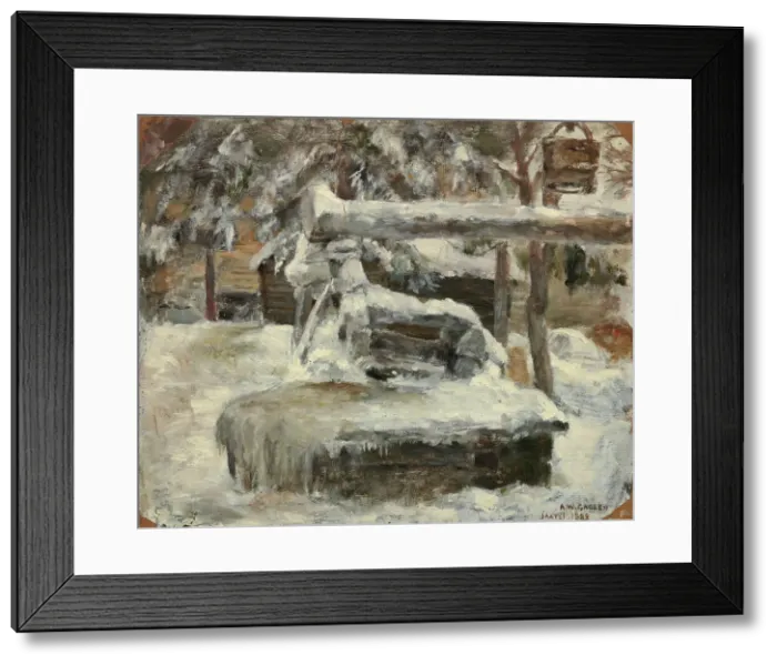 Framed Print : Snowy courtyard, 1882. Creator: Akseli Gallen-Kallela Framed Print : Snowy courtyard, 1882. Creator: Akseli Gallen-Kallela