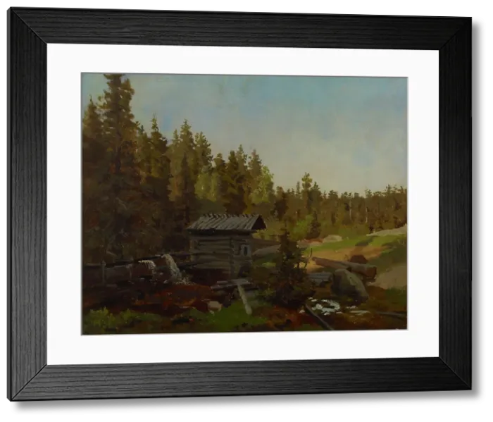 Framed Print : A water mill in a Finnish forest, 1857. Creator: Werner Holmberg Framed Print : A water mill in a Finnish forest, 1857. Creator: Werner Holmberg