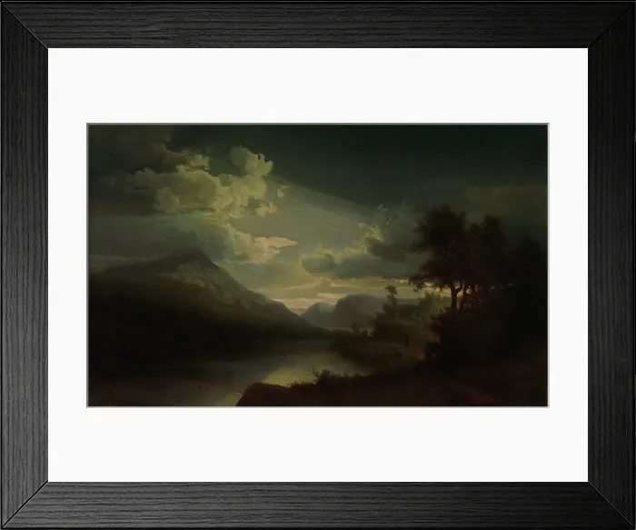 Framed Print : Landscape in Moonlight, 1872. Creator: Victoria Aberg Framed Print : Landscape in Moonlight, 1872. Creator: Victoria Aberg