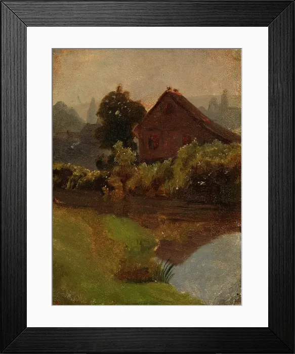 Framed Print : Buildings by the water, exercise, 1854. Creator: Werner Holmberg Framed Print : Buildings by the water, exercise, 1854. Creator: Werner Holmberg