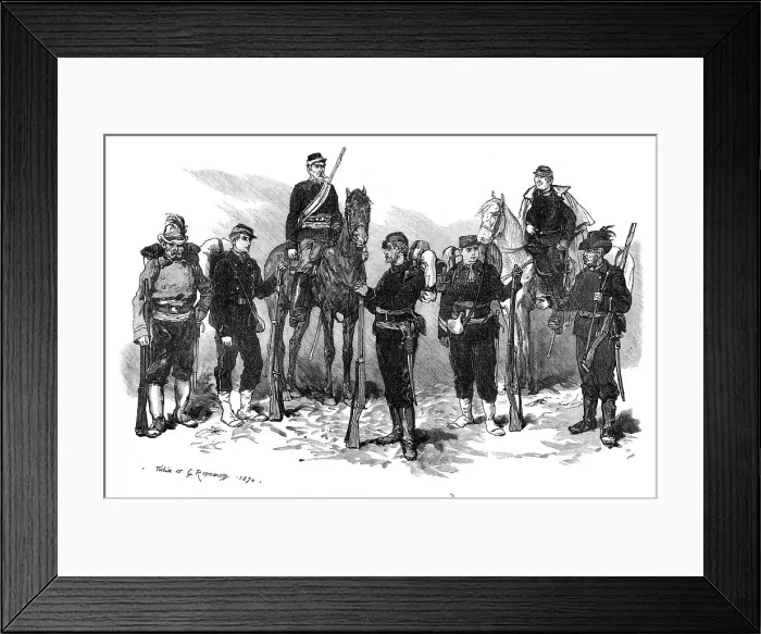 Framed Print : Some of the defenders of Paris (sketch by balloon post), 1871. Creator: Guillaume Urban Regamey Framed Print : Some of the defenders of Paris (sketch by balloon post), 1871. Creator: Guillaume Urban Regamey