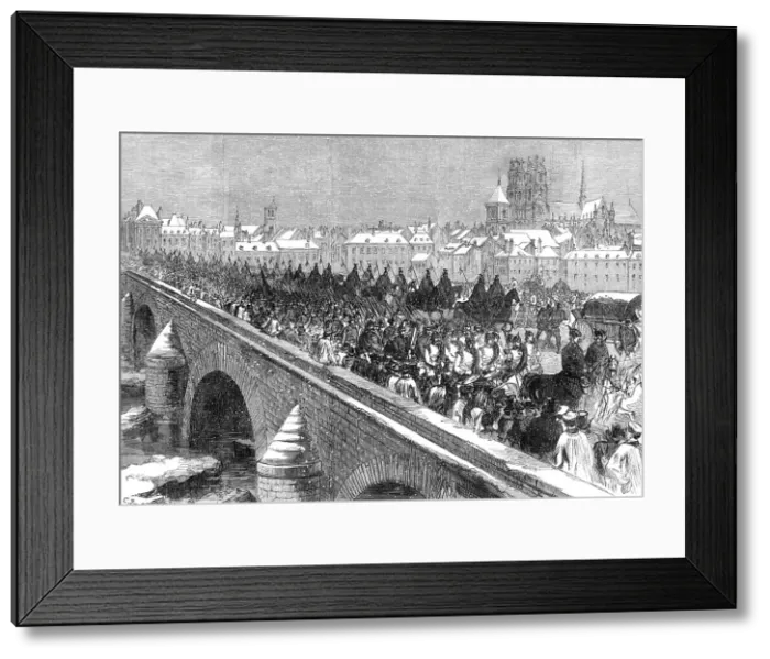 Framed Print : The German Army crossing the Loire at Orleans, 1871. Creator: C. R Framed Print : The German Army crossing the Loire at Orleans, 1871. Creator: C. R