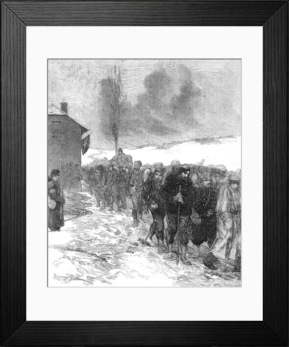 Framed Print : Disarming General Bourbaki's army at the Swiss frontier, 1871. Creator: William James Palmer Framed Print : Disarming General Bourbaki's army at the Swiss frontier, 1871. Creator: William James Palmer