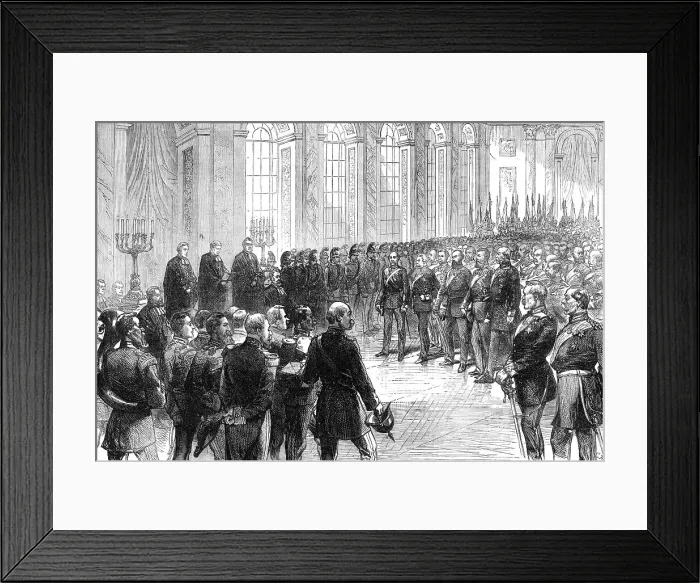 Framed Print : Proclaiming the German Emperor: religious service - Galerie des Glaces, Palace of Versailles, 1871. Creator: C. R Framed Print : Proclaiming the German Emperor: religious service - Galerie des Glaces, Palace of Versailles, 1871. Creator: C. R