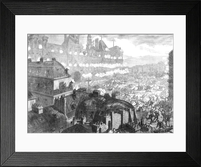 Framed Print : The Red Republican insurgents attacking the Hotel de Ville, Paris, 1871. Creator: Unknown Framed Print : The Red Republican insurgents attacking the Hotel de Ville, Paris, 1871. Creator: Unknown