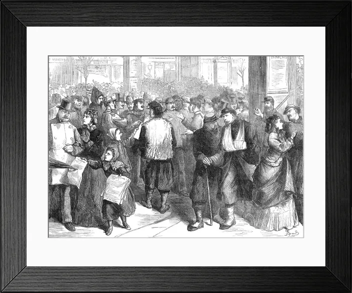 Framed Print : Politicians discussing affairs on the Boulevard Montmartre, Paris, 1871. Creator: Unknown Framed Print : Politicians discussing affairs on the Boulevard Montmartre, Paris, 1871. Creator: Unknown