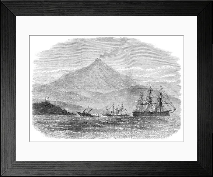 Framed Print : H.M.S. Caledonia and two steamers attempting to tow H.M.S. Psyche...Sicily, 1871. Creator: Unknown Framed Print : H.M.S. Caledonia and two steamers attempting to tow H.M.S. Psyche...Sicily, 1871. Creator: Unknown