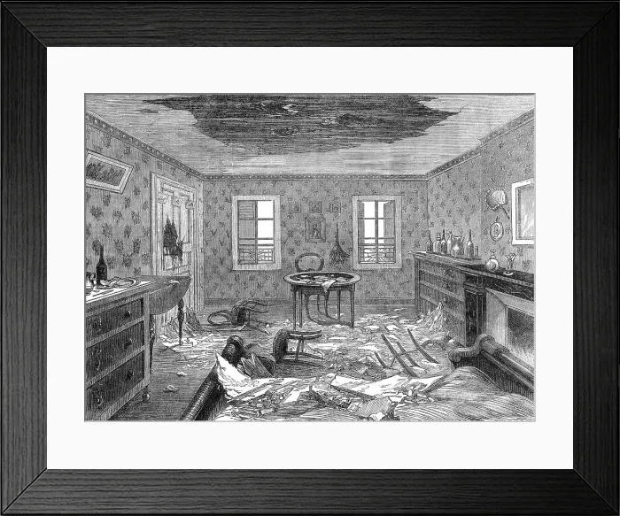Framed Print : Bombardment of Paris: effects of a shell bursting in the third storey of a house, 1871. Creator: Unknown