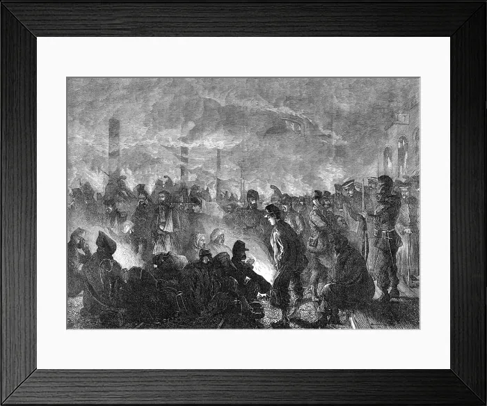 Framed Print : French prisoners at the Orleans railway station, 1871. Creator: Unknown Framed Print : French prisoners at the Orleans railway station, 1871. Creator: Unknown