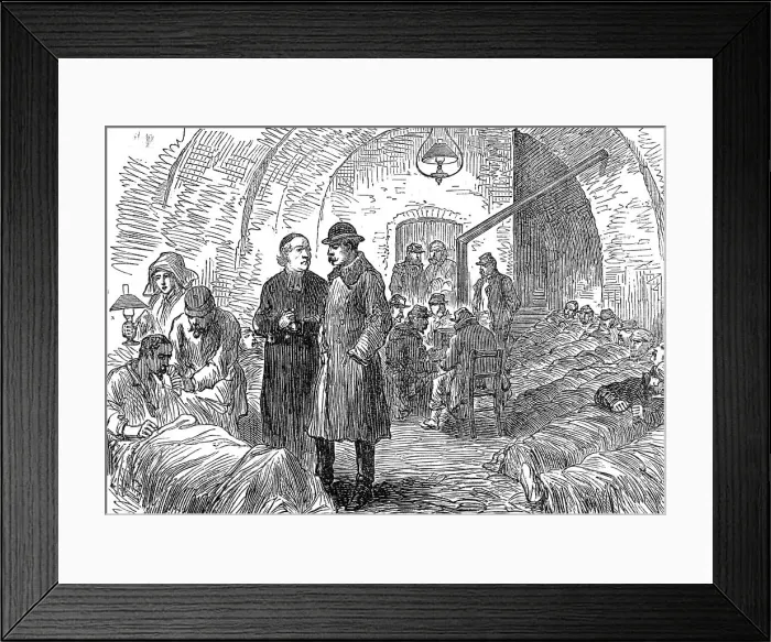 Framed Print : French wounded in a cellar of the Ursuline Monastery, Beaugency, 1871. Creator: Unknown Framed Print : French wounded in a cellar of the Ursuline Monastery, Beaugency, 1871. Creator: Unknown