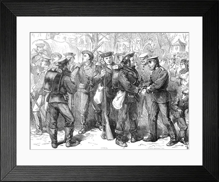 Framed Print : Arrival of Prussian sailors at Versailles, 1871. Creator: Unknown Framed Print : Arrival of Prussian sailors at Versailles, 1871. Creator: Unknown