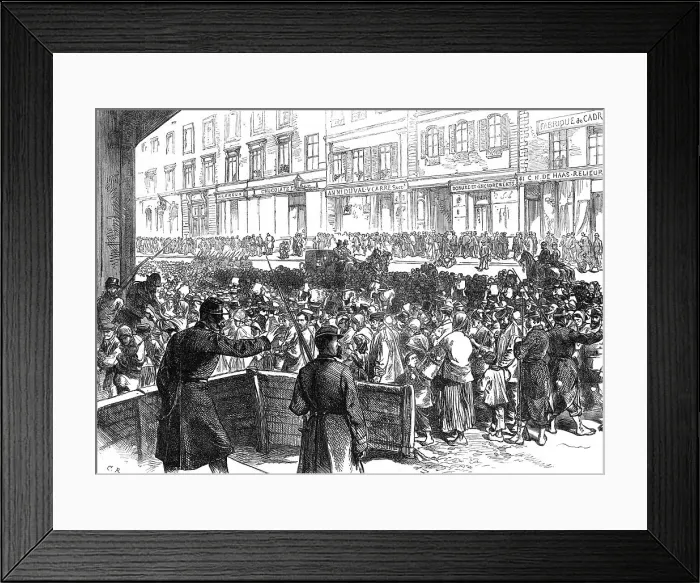 Framed Print : Relief of Paris: the English gift of food - entrance to..Magasin du Bon Marche, rue de Sevres, 1871. Creator: C. R Framed Print : Relief of Paris: the English gift of food - entrance to..Magasin du Bon Marche, rue de Sevres, 1871. Creator: C. R