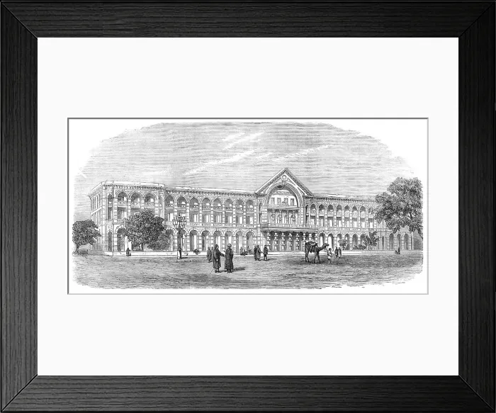 Framed Print : New hotel at Cairo, erected by the Oriental Hotels Company, 1871. Creator: Unknown Framed Print : New hotel at Cairo, erected by the Oriental Hotels Company, 1871. Creator: Unknown