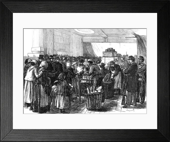 Framed Print : Relief of Paris: distribution of the English gift at the Magasin du Bon Marche, rue de Sevres, 1871. Creator: Unknown Framed Print : Relief of Paris: distribution of the English gift at the Magasin du Bon Marche, rue de Sevres, 1871. Creator: Unknown