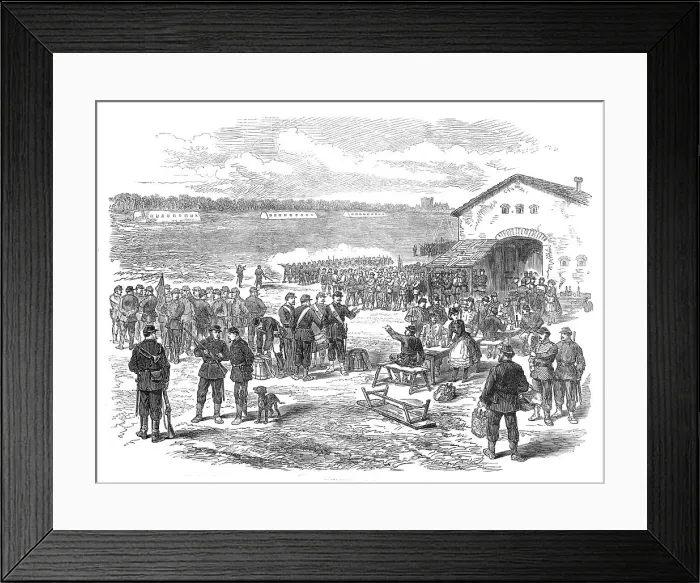 Framed Print : Rifle practice of the National Guards at Vincennes, Paris, (sketch by balloon post), 1871. Creator: Unknown Framed Print : Rifle practice of the National Guards at Vincennes, Paris, (sketch by balloon post), 1871. Creator: Unknown