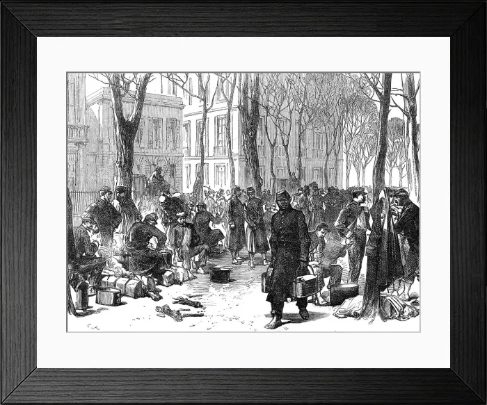 Framed Print : National Guards at breakfast in the streets of Bordeaux, 1871. Creator: C. R Framed Print : National Guards at breakfast in the streets of Bordeaux, 1871. Creator: C. R