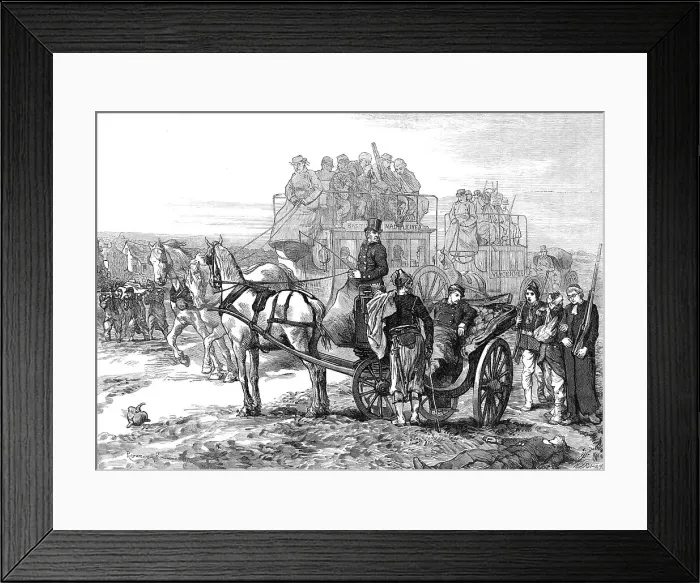 Framed Print : Private and public carriages used for the ambulance service outside Paris, 1871. Creator: William James Palmer Framed Print : Private and public carriages used for the ambulance service outside Paris, 1871. Creator: William James Palmer