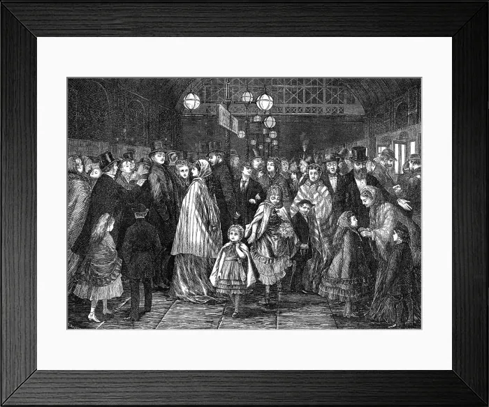 Framed Print : Returning from the pantomime - the last train, 1871. Creator: Joseph Swain Framed Print : Returning from the pantomime - the last train, 1871. Creator: Joseph Swain