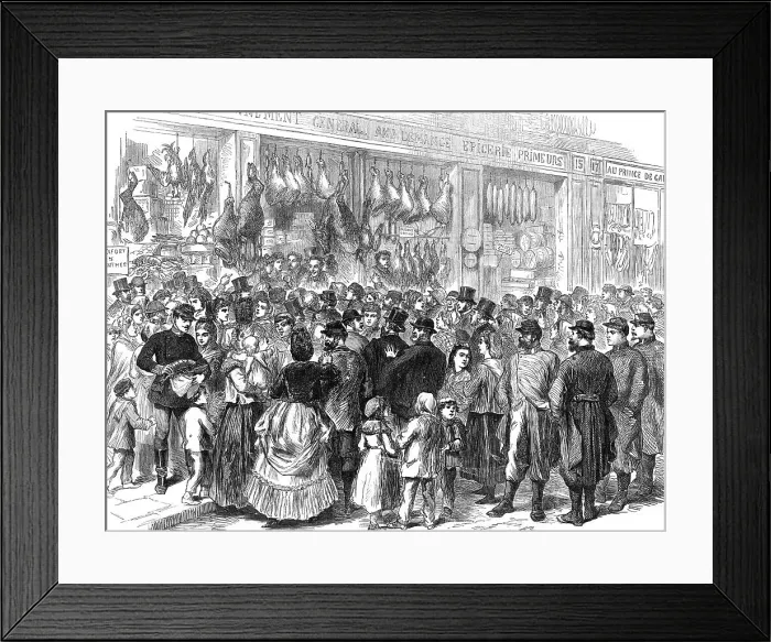 Framed Print : Relief of Paris: the rush to the provision shops, 1871. Creator: Unknown Framed Print : Relief of Paris: the rush to the provision shops, 1871. Creator: Unknown