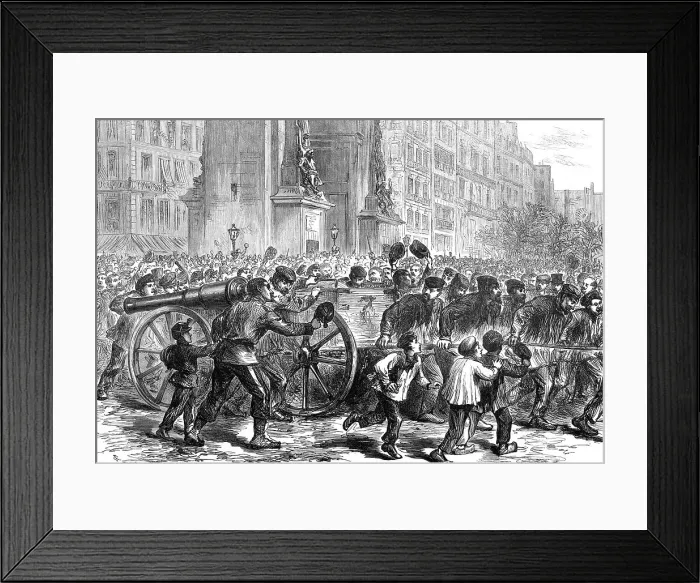 Framed Print : Mob of Paris carrying off the guns of National Guards, 1871. Creator: Unknown