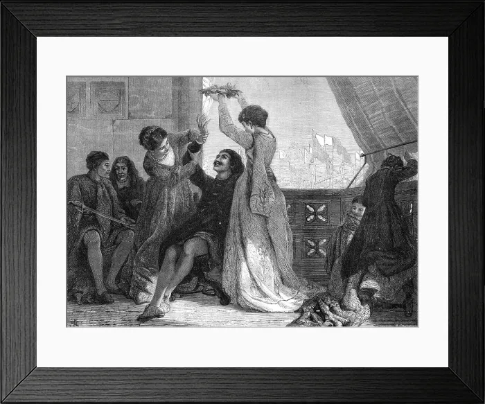 Framed Print : Home and Victory, by F. W. W. Topham, in the exhibition of the Royal Academy, 1871. Creator: William Hollidge Framed Print : Home and Victory, by F. W. W. Topham, in the exhibition of the Royal Academy, 1871. Creator: William Hollidge