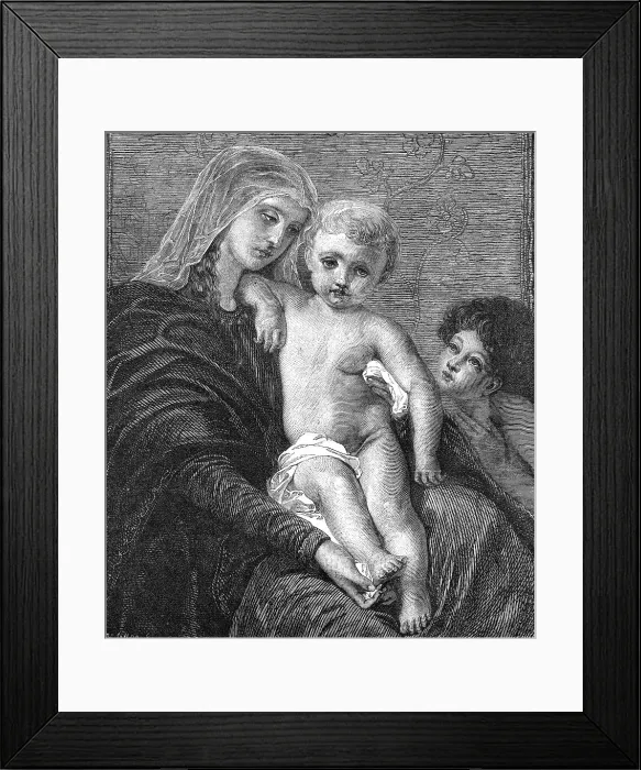 Framed Print : The Virgin and Child and St. John, by Professor C. Verlat, in the International Exhibition, 1871. Creator: R. Taylor Framed Print : The Virgin and Child and St. John, by Professor C. Verlat, in the International Exhibition, 1871. Creator: R. Taylor