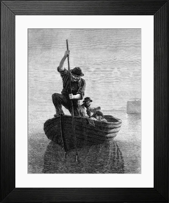 Framed Print : Spearing Flounders, by H. MacCallum, 1871. Creator: Unknown Framed Print : Spearing Flounders, by H. MacCallum, 1871. Creator: Unknown