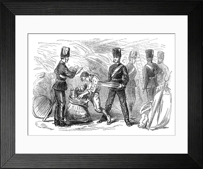 Framed Print : The Volunteer Review: serving out the feeds, 1871. Creator: Unknown Framed Print : The Volunteer Review: serving out the feeds, 1871. Creator: Unknown