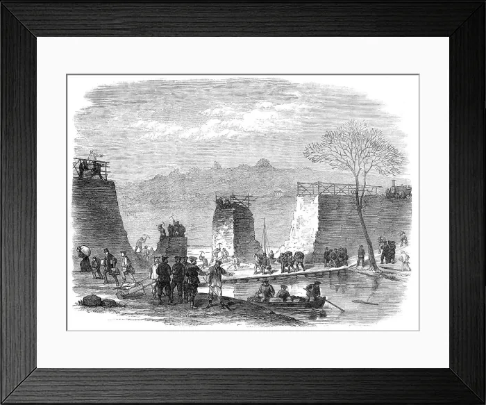 Framed Print : A break in the railway at Pontoise, 1871. Creator: Unknown Framed Print : A break in the railway at Pontoise, 1871. Creator: Unknown