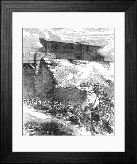 Framed Print : The French Siege of Paris: armour-plated locomotive battery, 1871. Creator: C. R Framed Print : The French Siege of Paris: armour-plated locomotive battery, 1871. Creator: C. R