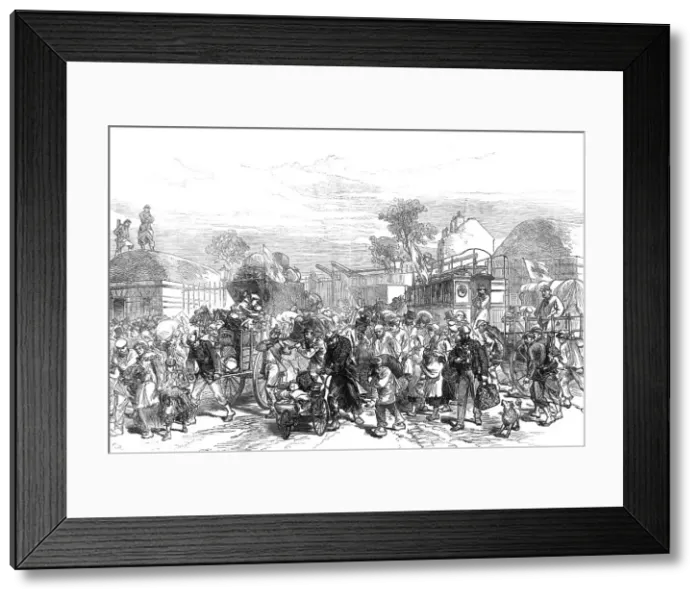Framed Print : French Siege of Paris: armistice at Neuilly - people leaving their homes to go into the city, 1871. Creator: C. R Framed Print : French Siege of Paris: armistice at Neuilly - people leaving their homes to go into the city, 1871. Creator: C. R