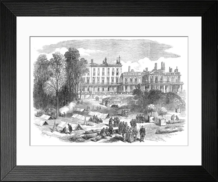 Framed Print : The French Siege of Paris: troops encamped at the Palace of St. Cloud, 1871. Creator: Unknown Framed Print : The French Siege of Paris: troops encamped at the Palace of St. Cloud, 1871. Creator: Unknown
