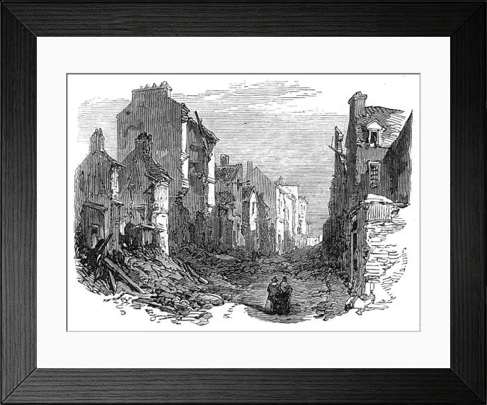 Framed Print : Scenes of the Late War in France: the main street of Garches, 1871. Creator: Unknown Framed Print : Scenes of the Late War in France: the main street of Garches, 1871. Creator: Unknown