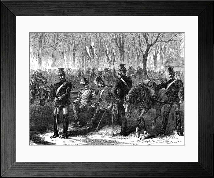 Framed Print : The Germans in Paris: Bavarian Lancers encamped in the Champs Elysees, 1871. Creator: Unknown Framed Print : The Germans in Paris: Bavarian Lancers encamped in the Champs Elysees, 1871. Creator: Unknown