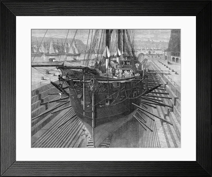 Framed Print : The Somerset naval dry dock at Malta, 1871. Creator: William Hollidge