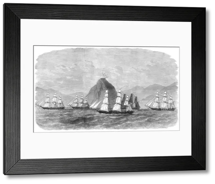 Framed Print : The British Flying Squadron passing the Diamond Rock, off Martinique, 1871. Creator: Unknown Framed Print : The British Flying Squadron passing the Diamond Rock, off Martinique, 1871. Creator: Unknown