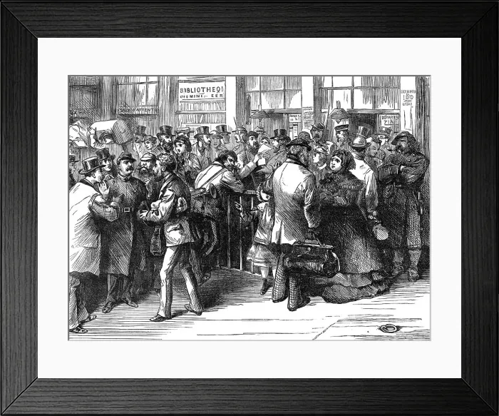 Framed Print : The Civil War in Paris: fugitive residents at the northern railway station, 1871. Creator: Unknown Framed Print : The Civil War in Paris: fugitive residents at the northern railway station, 1871. Creator: Unknown