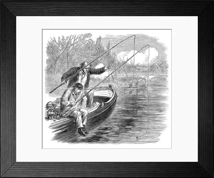 Framed Print : The French Siege of Paris: fishing in troubled waters, Pont de Neuilly, 1871. Creator: Unknown Framed Print : The French Siege of Paris: fishing in troubled waters, Pont de Neuilly, 1871. Creator: Unknown