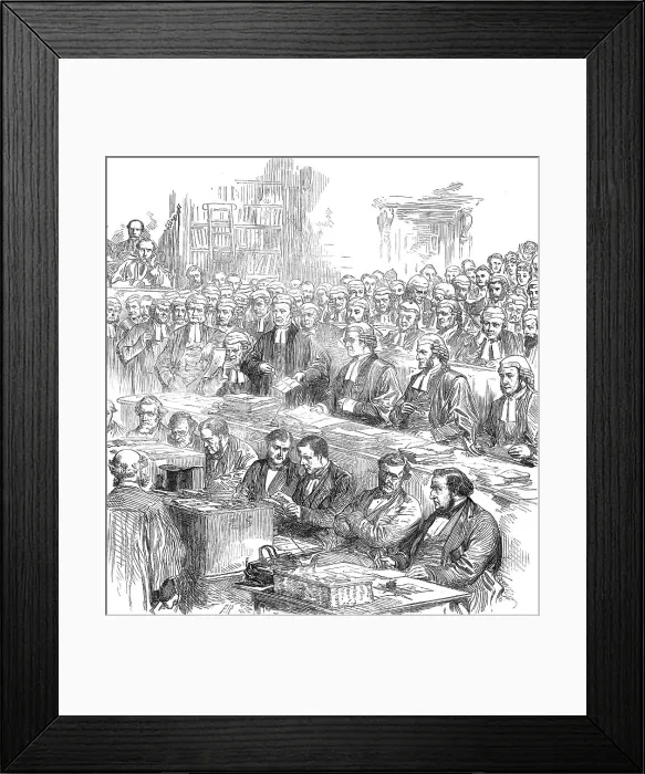 Framed Print : The Tichborne trial in the court of Queen's Bench, 1871. Creator: Unknown Framed Print : The Tichborne trial in the court of Queen's Bench, 1871. Creator: Unknown