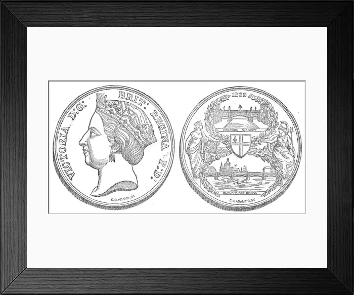 Framed Print : Medal for the opening of Blackfriars New Bridge, 1871. Creator: Unknown Framed Print : Medal for the opening of Blackfriars New Bridge, 1871. Creator: Unknown