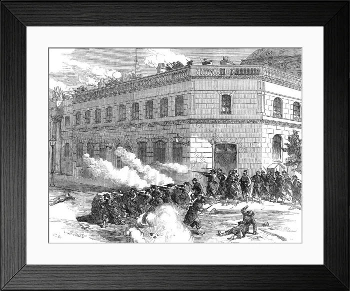 Framed Print : The Fighting in Paris: Communists defending the Elysee Palace, 1871. Creator: C. R Framed Print : The Fighting in Paris: Communists defending the Elysee Palace, 1871. Creator: C. R