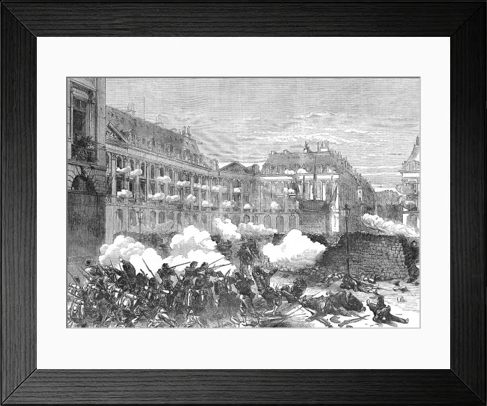 Framed Print : The Fighting in Paris: attack on the Communist staff in the Place Vendome, 1871. Creator: Unknown