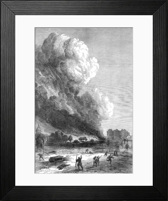 Framed Print : The Fighting in Paris: explosion in the Avenue Rapp, Champs Elysees, 1871. Creator: Unknown Framed Print : The Fighting in Paris: explosion in the Avenue Rapp, Champs Elysees, 1871. Creator: Unknown